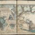Fulling and a threading loom - two page illustration from the <i>Hokusai gafu</i> or 'Hokusai Picture Book'