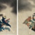 Nakamura Utaemon III as Jiraiya in the play <i>Yaemusubi Jiraiya Monogatari</i> [柵自来也談] (<i>The story of Jiraiya at the weir</i>) - left-hand panel of a diptych