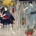 Ichikawa Kodanji IV as the ghost of Hōkaibō (法界坊ぼうこん) on right with Ichikawa Danjūrō VIII as Shimobe Gunsuke (下部軍助) 