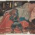 Yorimitsu (頼光) and his men (Suetake - 末武, Kintoki - 金時 and Sadamitsu - 定光) killing the monster of Oeyama, Shuten-dōji [酒呑童子] - these are the middle and right-hand panels of a triptych