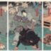 Mitsuuji struggles with a thief to recover the precious sword Kogarasumaru - from <i>Kasumitatsu Miyoshi no Genji</i> (霞立三吉の源氏)