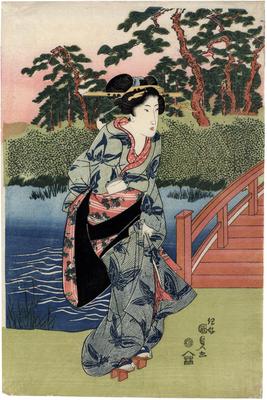 <i>Bijin</i> near the foot of a bridge