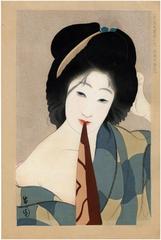 After the bath (湯あがり, July (七月), from the series <i>Collection of new ukiyo-e style beauties</i> (<i>Shin ukiyo-e bijin awase shichi-gatsu - Yuagari</i>)