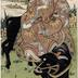 Posthumous portrait of Arashi Rikan I (嵐璃寛) as Kiso Yoshinaka (木曾義仲) riding an ox as seen in the play <i>Gunpō Fujimi Saigyō</i> (軍法富士見西行)