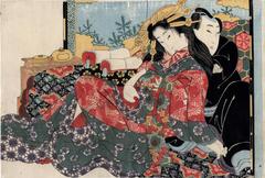 Amorous couple from the series 'Secret Conversations with Courtesans' (<i>Keisei higo</i> - 契情秘語)