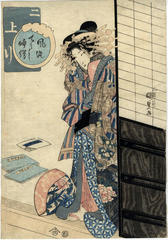 An oiran from the series <i>Popular Flute Tunes and Pictures of Women</i> (<i>Fūryū chōshi fue: niagari</i> - 風流調子婦絵: 二上り)