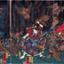 Ushiwakamaru being taught swordsmanship on Mt. Kurama (<i>Ushiwaka Kurama shugyō zu</i> - 牛若鞍馬修行図)