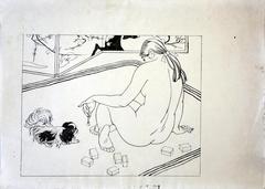 Sound of a Bell (<i>Suzu no Ne</i> - 鈴の音) key block or <i>tameshizuri-e</i> from the series <i>Ten Types of Female Nudes</i> (<i>Rajo jūsshu</i> - 裸女十種)
