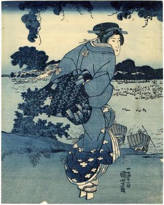 <i>Favorite Customs of the Present Day</i> [<i>Tōsei fūzoku kō</i> - 当盛風俗好] - left-hand panel of a triptych - the title is on the right-hand panel